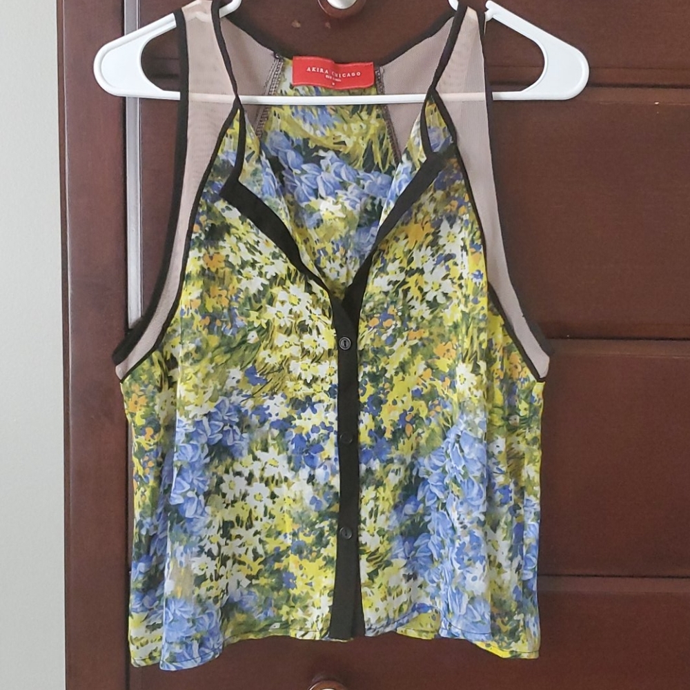 Floral Mesh Tank Top by AKIRA